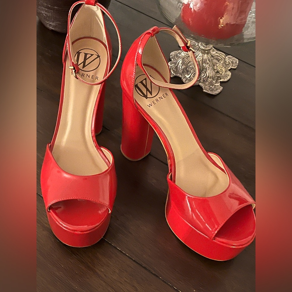Werner Red Platform Heels